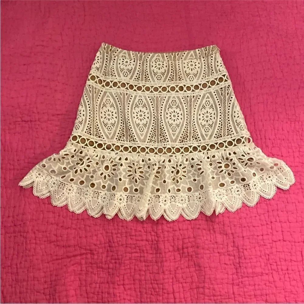 Michael Michael Kors Elegant Cream Lace Skirt, US2
